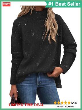 Plus Size Turtleneck Pullover Sweater Long Sleeve Viscose Blend